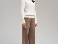 Джемпер прямого кроя из хлопка с косами