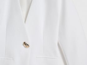Однобортный жакет с цельнокроенным рукавом, Белый