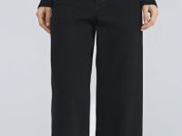 Укороченные широкие джинсы, Черный