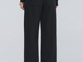 Укороченные широкие джинсы, Черный