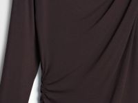 Лонгслив с драпировкой и асимметричным вырезом, Коричневый