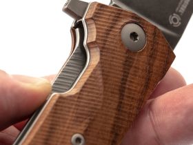 Нож складной LionSteel KUR BST Santos Wood, сталь Stonewashed & PVD-Coated Uddeholm Sleipner®, рукоять палисандр