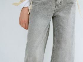 Широкие джинсы Wide leg для девочек, Серый