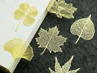 Закладка для книг с кисточкой "Лист Фирмианы" (латунь, нейлон)