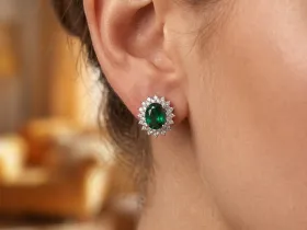 Серьги из белого золота с изумрудами э4767сг04210404
