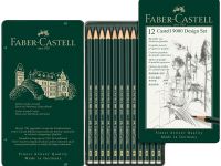 Набор карандашей чернографитных Faber-castell "CASTELL-9000" 12 шт (5B-5H) в металл коробке