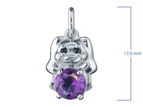 Подвеска из серебра с аметистом и фианитами э0607пд02260353