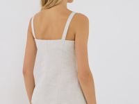 Топ из льняной ткани, Бежевый