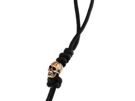 Темляк малый с бусиной "Череп", черный