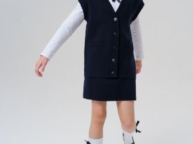 Комплект трикотажный для девочек: жилет, юбка