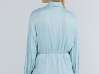 Блузка из сатина с поясом, Зеленый