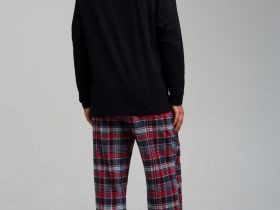 Комплект для мужчин: фуфайка (футболка с длинными рукавами) трикотажная, брюки текстильные