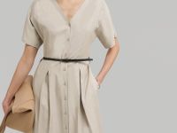 Приталенное платье миди со льном