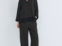 Принтованная блузка с рукавом 7/8, Черный