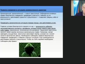 Международный вебинар "Правила безопасности в ситуациях криминогенного характера"
