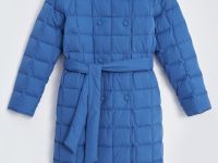 Пуховое стеганое пальто с поясом