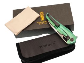 Складной нож TUOTOWN Magpie, сталь M390, рукоять Crystal Titanium Green