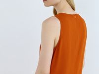 Платье А-силуэта из смесового льна, Оранжевый