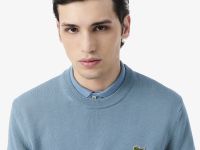 Однотонный хлопковый свитер Lacoste с круглым вырезом