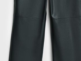 Прямые брюки из искусственной кожи, Черный