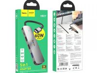 Адаптер Hoco HB27 Type-C на HDMI/USB3.0/USB2.0/USB-C (Metal Gray)