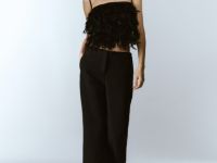 Топ с натуральными перьями, Черный