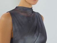 Платье из сетки с асимметричными сборками, Серый