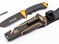 Нож для выживания с огнивом и точилкой Ganzo G8012, черно-оранжевый