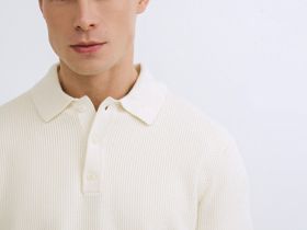 Текстурное вязаное поло, Белый