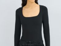 Боди с длинным рукавом, Черный