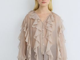Блузка из лиоцелла с рюшами, Бежевый