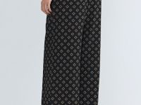 Прямые брюки с принтом, Черный