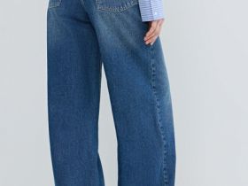 Ультраширокие джинсы с высокой посадкой, Синий