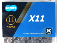 Цепь KMC X11 11 скоростей, замок (серебристый / черный 118 звеньев)