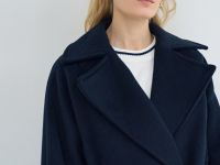 Короткое пальто на поясе, Синий