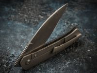 Складной нож Artisan Centauri, сталь дамаск, рукоять черный карбон/титан