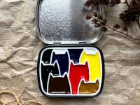 Палетка для красок "Котики" 6х9 см, цвет черный, пластик белый