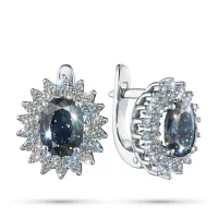 Серьги из белого золота с сапфирами и бриллиантами э4737сг04210404