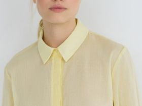 Полупрозрачная рубашка из хлопка и рами, Желтый