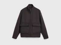 Куртка из пальтовой ткани с накладными карманами, Коричневый