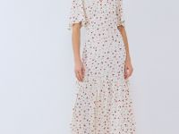 Платье миди из вискозы, Белый