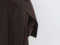 Длинное двубортное пальто с шарфом, Коричневый