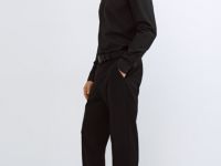 Прямые брюки с эластичным поясом, Черный