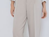 Зауженные брюки с ремнём, Бежевый