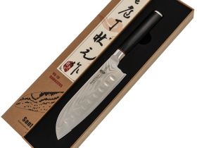 Кухонный нож Сантоку TG, сталь VG-10/обкладка DAMASCUS, рукоять G10