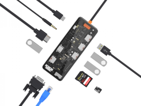 Адаптер Wiwu Cyber HUB USB-C 11 в 1 на 3xUSB 3.0/USB 2.0/SD/TF (2.0)/HDMI/RJ45/VGA/PD/Audio (CB011) (Gray)