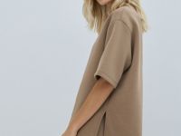 Футболка оверсайз с принтом, Бежевый