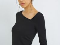 Лонгслив с асимметричным вырезом, Черный