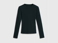 Лонгслив в рубчик, Черный