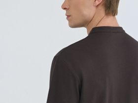 Поло с воротником-стойкой, Коричневый